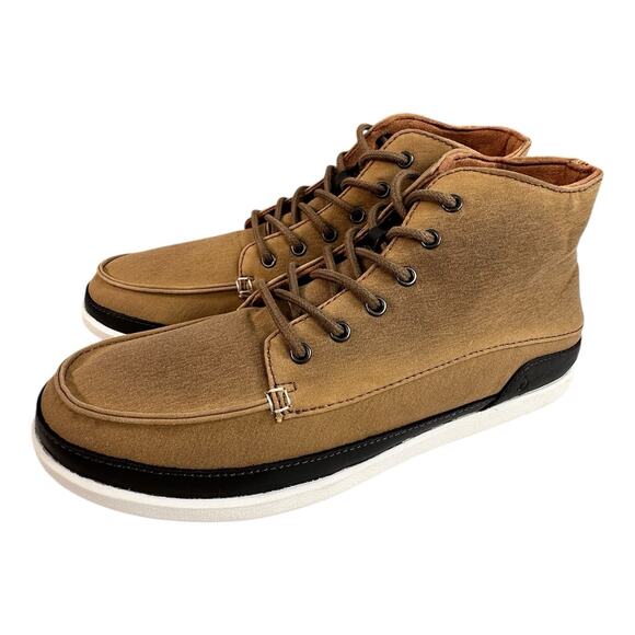 Olukai Nalukai Kapa Boots Mens Size 8.5 Brown Waxed Canvas Lace Up Ankle Chukka - Picture 1 of 9